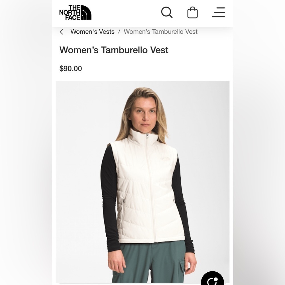Women's The North Face 550 Down Quilted Zip Up White Puffer Vest Jacket Sz S